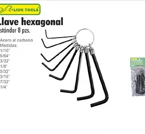 Llaves hexagonales  tipo llavero estandar 8 pzs.