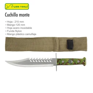 CUCHILLO 8 BRUJULA MANGO PLASTICO CAMUFLAJE LION TOOLS