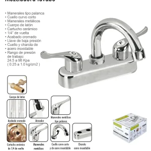 Mezcladora para lavabo acero inoxidable
