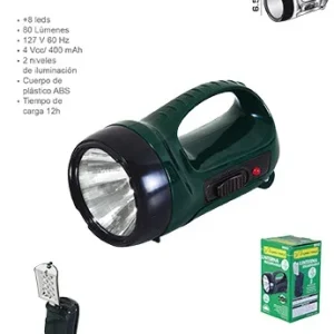 LINTERNA RECARGABLE 1W 1 LED LARGO ALCANCE + 8 LED LION