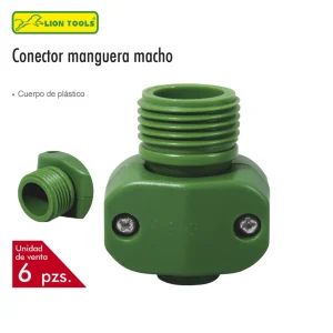CONECTOR PARA MANGUERA 1/2 MACHO PLASTICO 6 PZS LION T