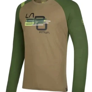 Playera manga larga para hombre La Sportiva - Stripe Cube Long Sleeve talla M(EU) color Turtle / Forest