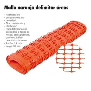 Malla naranja delimitar areas  1.2 x 30 m
