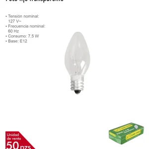 Foco fijo transparente  7.5 E12 50 pzs.
