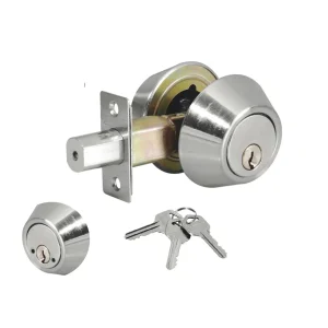 Cerradura cerrojo doble cilindro cromo mate