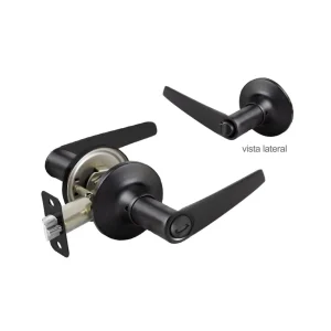 Cerradura de manija color negro para baño