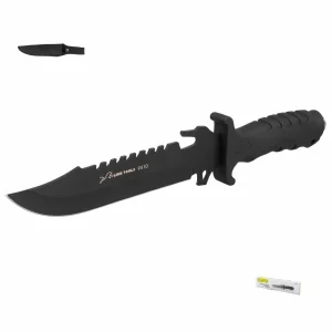 Cuchillo táctico de supervivencia negro