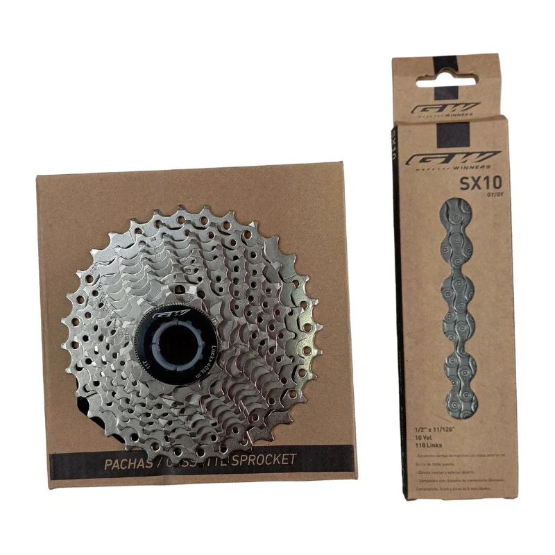 Pacha Gw 10v Cassette 11-32 + Cadenilla Bicicleta Ruta Plateado 11 32 - Imagen 2