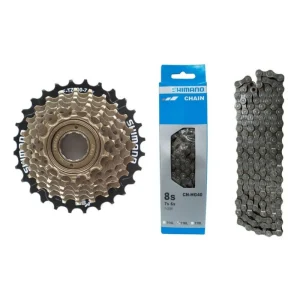 Pacha + Cadenilla Shimano Original 7 Velocidades Bicicletas  Plateado 7