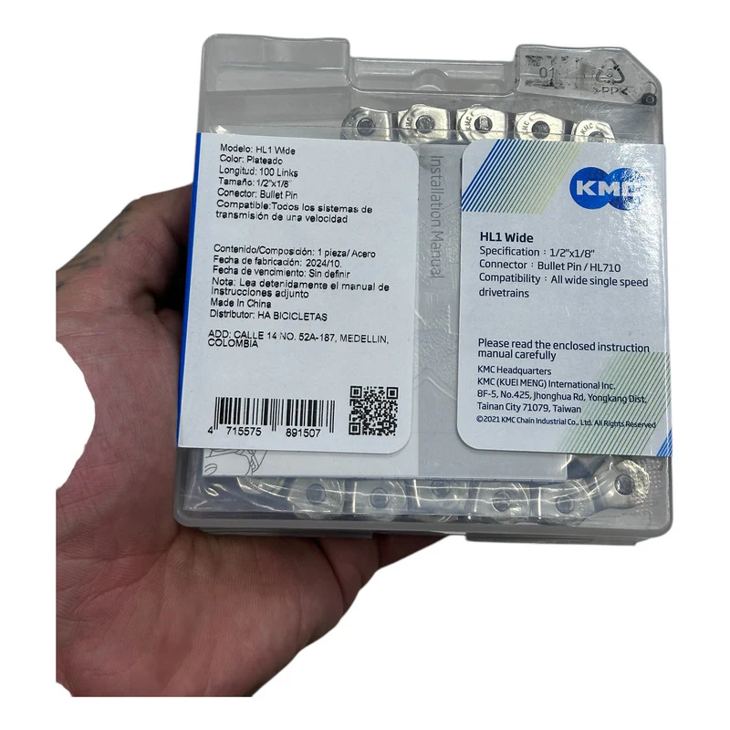 Cadena Bicicleta 1vel Kmc Original Cromada Cromada - Imagen 4