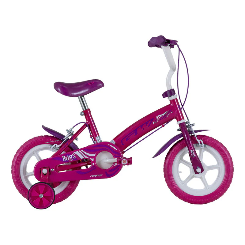 Bicicleta Rin 12 Bugs Gw Con Auxiliares Niños Niñas Liviana Color Morado Tamaño Del Marco 12 - Imagen 3