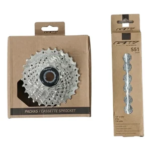 Combo Gw Pacha Cadenilla Bicicleta Ruta 8v  Plata 11 28
