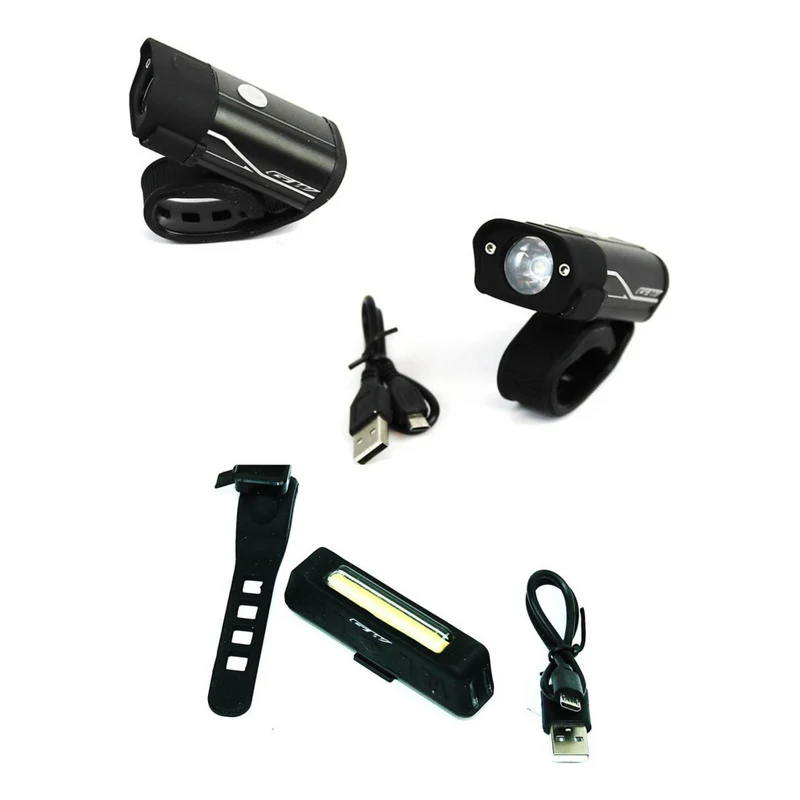 Combo Luz Bicicleta Delantera Trasera Gw Alta Potencia Usb Negro - Imagen 3