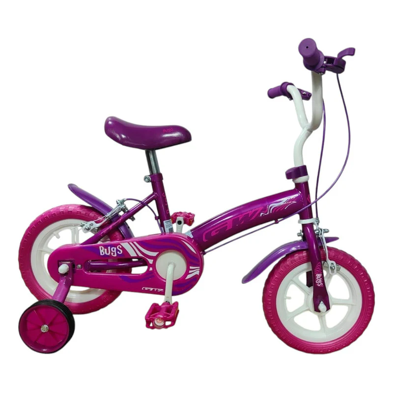 Bicicleta Rin 12 Bugs Gw Con Auxiliares Niños Niñas Liviana Color Morado Tamaño Del Marco 12 - Imagen 2