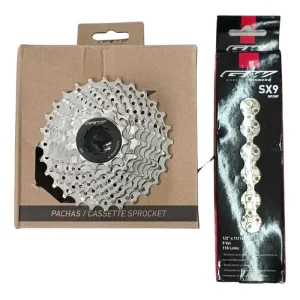 Combo Pacha Cadenilla 9v Gw Bicicletas Ruta  Plata 11 28