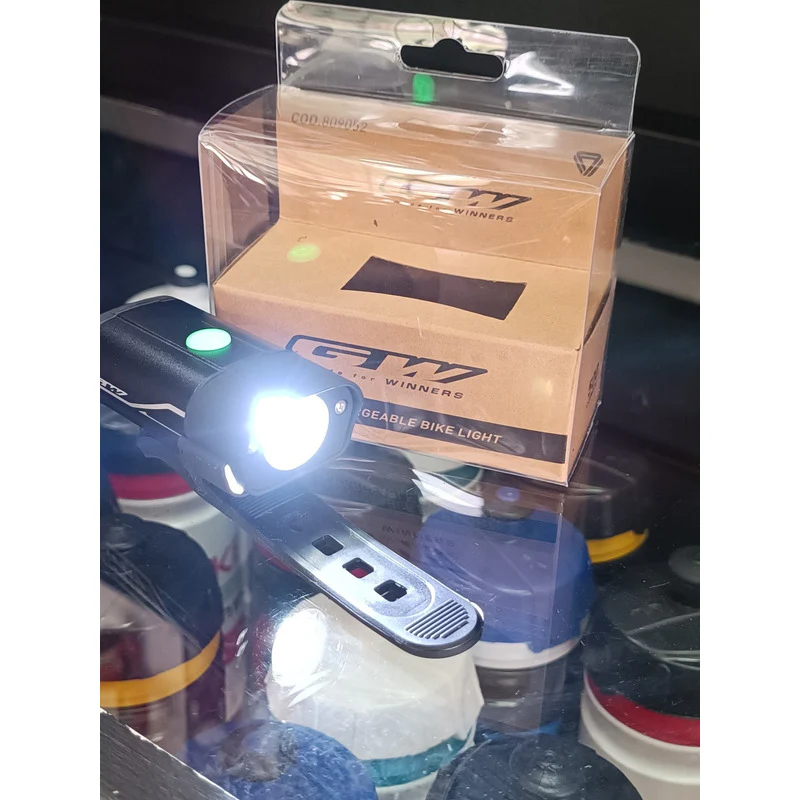 Combo Luz Bicicleta Delantera Trasera Gw Alta Potencia Usb Negro - Imagen 6