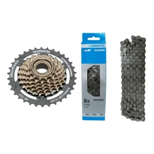 Pacha Mega Range + Cadenilla Shimano 7 Velocidades Bicicleta Dorado, Negro Y Plateado 14 34