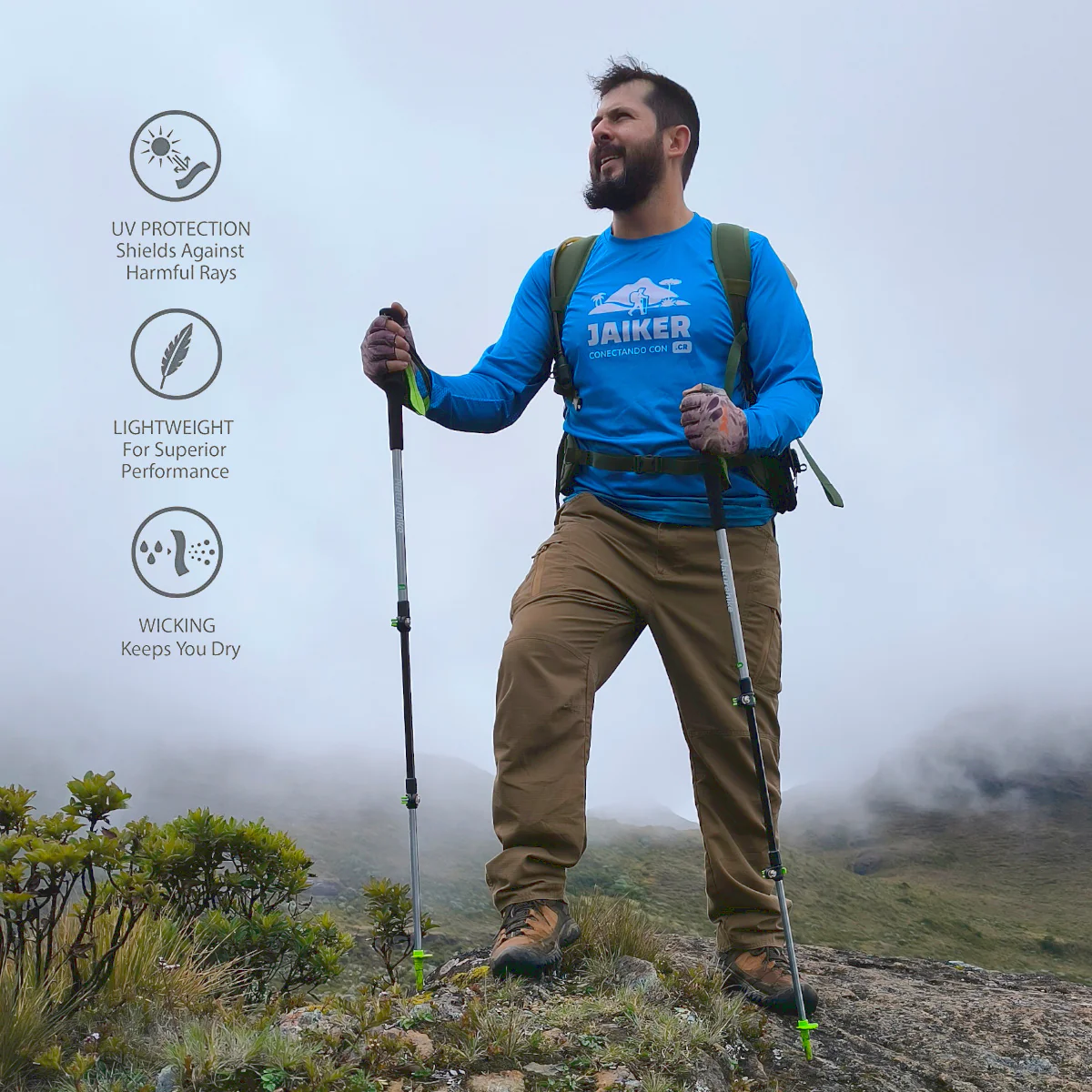 Camiseta Jaiker Conectando para Senderismo, Respirable, Protección UV, Secado Rápido - Imagen 6