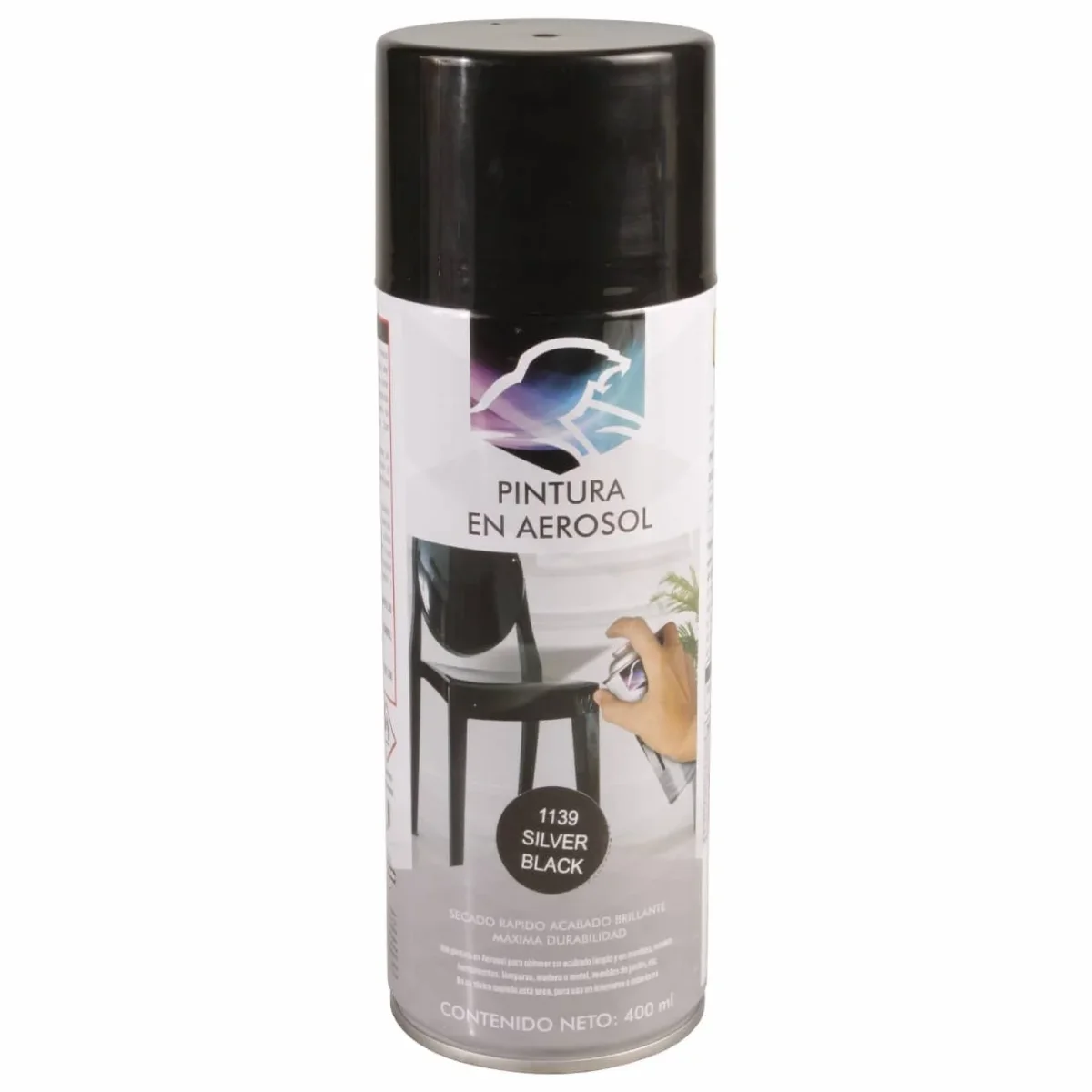 Pintura en aerosol negro metálico - Imagen 2