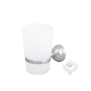 Porta vaso de metal con vaso para baño