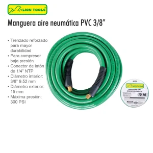 MANGUERA AIRE NEUMATICA PVC 3/8 15 M LION TOOLS