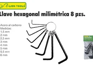 Llaves hexagonales  tipo llavero milimetrica 8 pzs