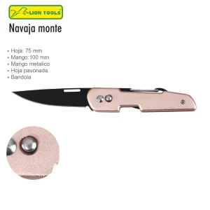 NAVAJA METALICA COLOR ROSA CON BANDOLA LION TOOLS