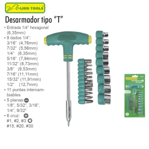 Desarmador tipo «T»  22 pzs