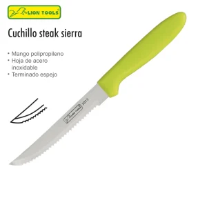 Cuchillo steak sierra verde 5″ verde 12 pzs.