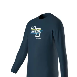 Playera manga larga para hombre La Sportiva - Stripe Cube Long Sleeve talla M color Storm Blue