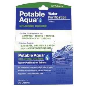 Pastillas purificadoras de agua Potable Aqua (CHLORINE DIOXIDE TAB 30 PK)